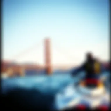 Panoramic view of the Golden Gate Bridge from a jet ski