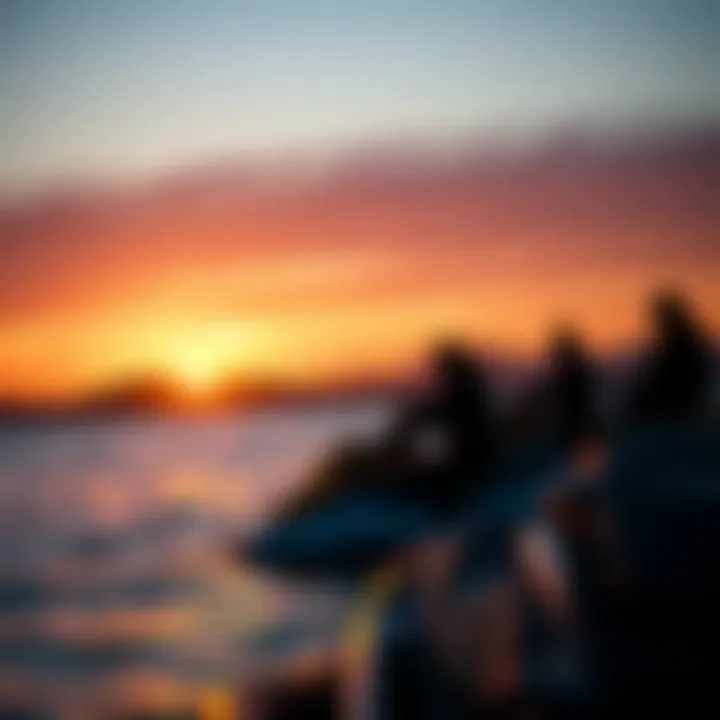Sunset over San Francisco Bay with jet skis in the foreground