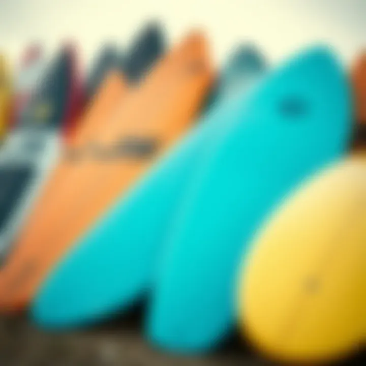 Diverse Designs of JS Surf Boards A collection of JS surf boards showcasing various designs and colors
