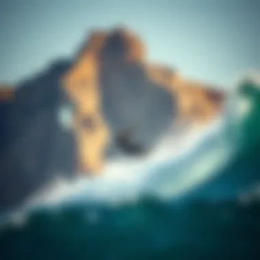 Kitesurfing Against a Dramatic Backdrop A kitesurfer catching a wave with stunning cliffs in the background