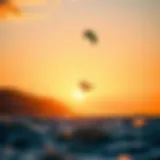 Sunset Kitesurfing in Portugal Kitesurfing at sunset over the Portuguese coastline