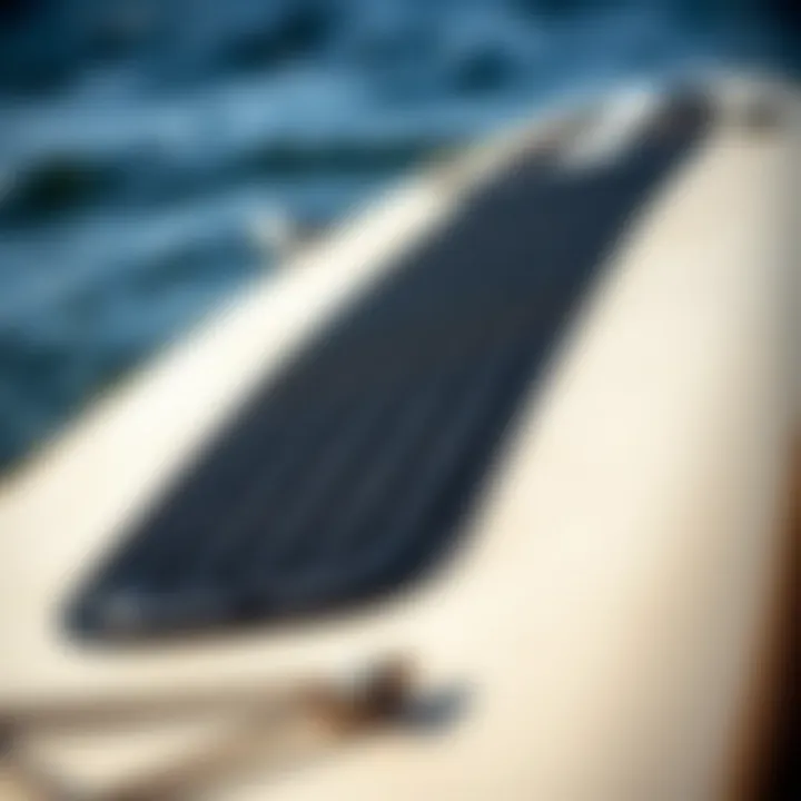 Durable Materials of the Laird Paddle Board Close-up of the durable materials used in the construction of the Laird board