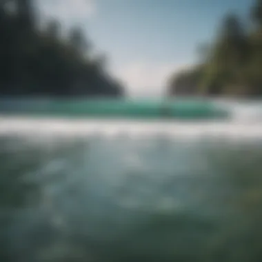 Surfers enjoying a lesson in the pristine waters of Bali.