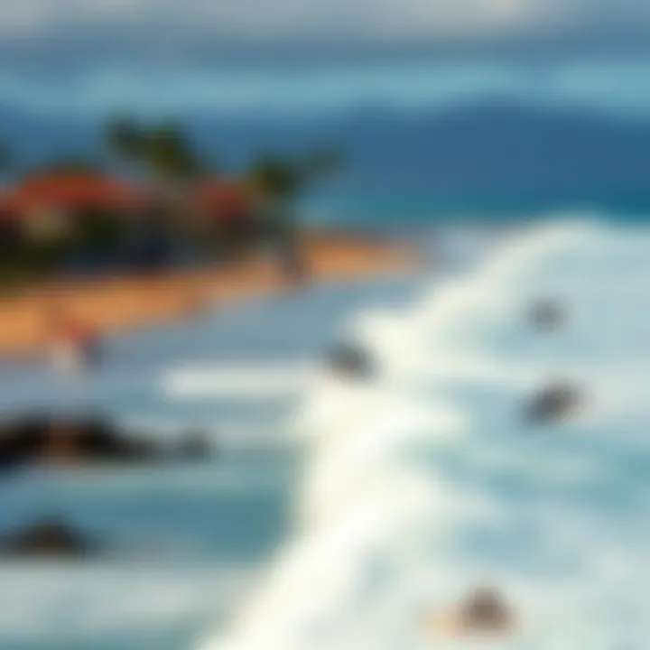 Local surfers catching waves at Lahaina's coastline