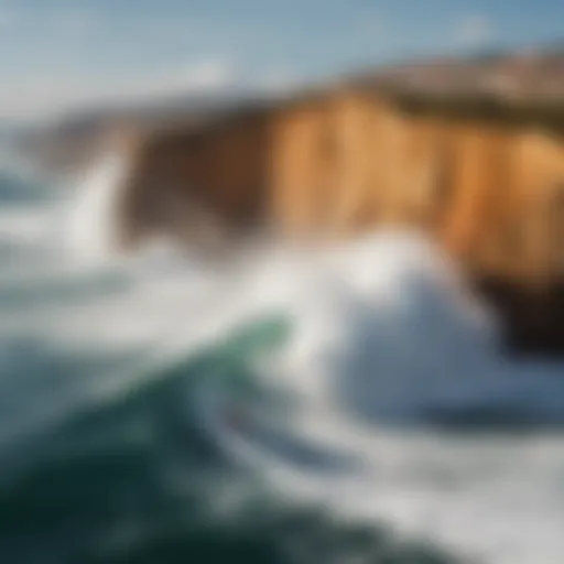 Majestic waves crashing against the cliffs of Nazaré