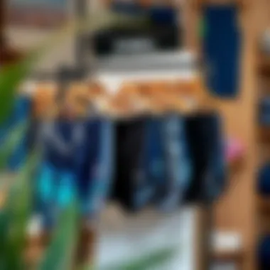 A stylish display of various O'Neill swimwear styles on hangers