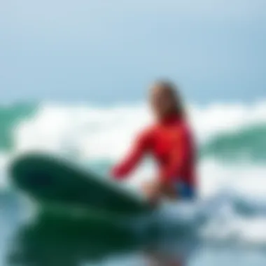 Beginner Surfing Lessons in Costa Rica A beginner surfer taking lessons at a surf school in Costa Rica