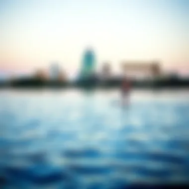 Tranquil waters reflecting the skyline of Austin
