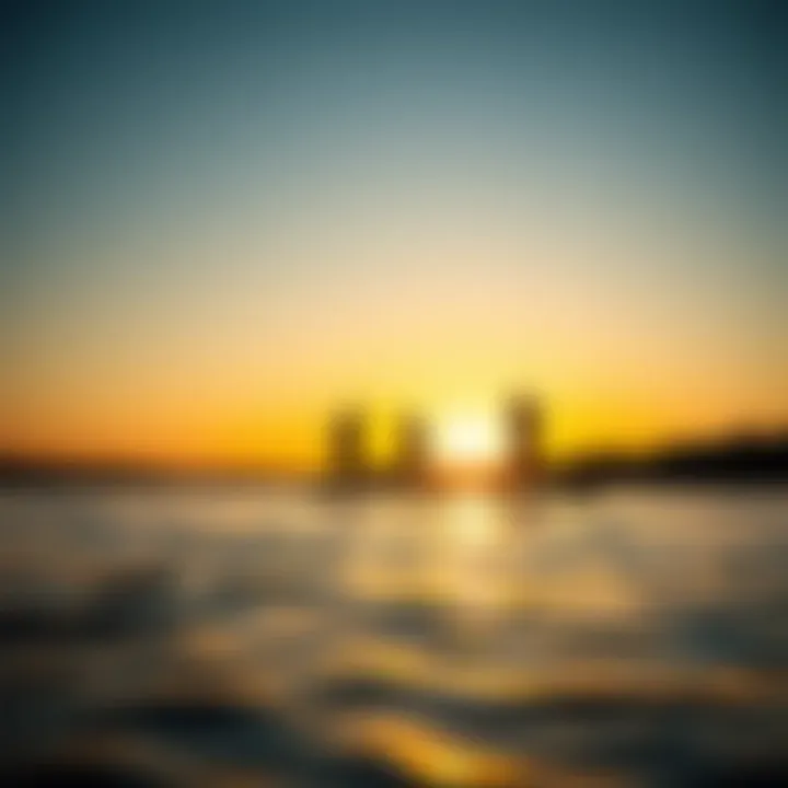 Paddle boarders enjoying a serene sunrise on the water