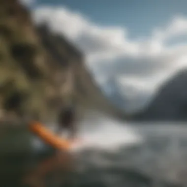 Adventurer utilizing the Atom Sling while engaging in watersport activities
