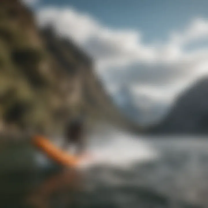 Adventurer utilizing the Atom Sling while engaging in watersport activities