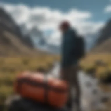 Patagonia duffel bag in an outdoor adventure setting