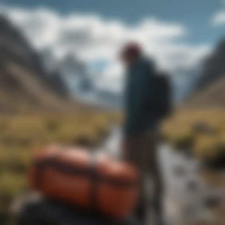 Patagonia duffel bag in an outdoor adventure setting