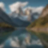 Majestic mountains towering over crystal clear lakes in Patagonia