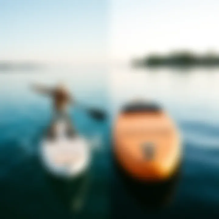 Side-by-side comparison of traditional paddle board and powered paddle board