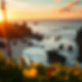 Stunning aerial view of Puerto Escondido beach during sunset