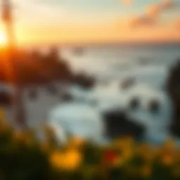 Stunning aerial view of Puerto Escondido beach during sunset