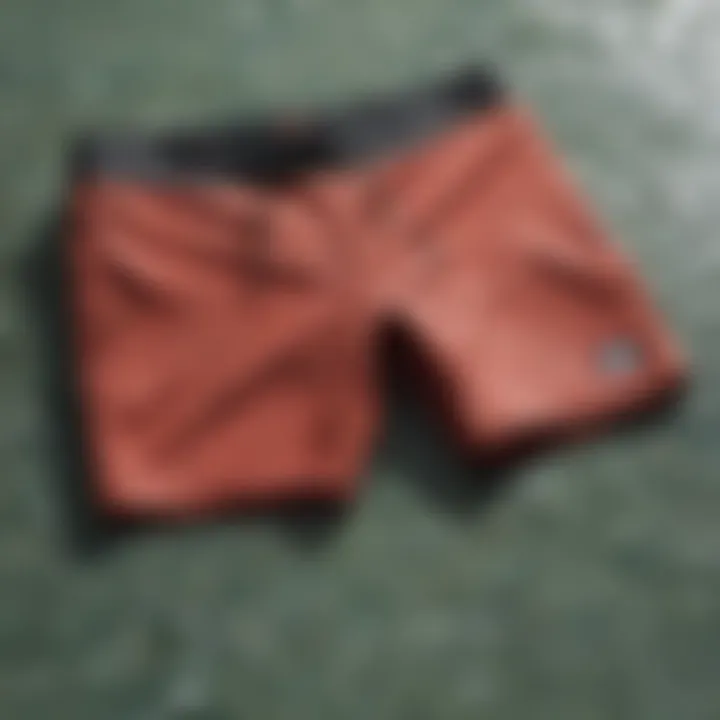 Close-up view of advanced material technology used in Quiksilver boardshorts