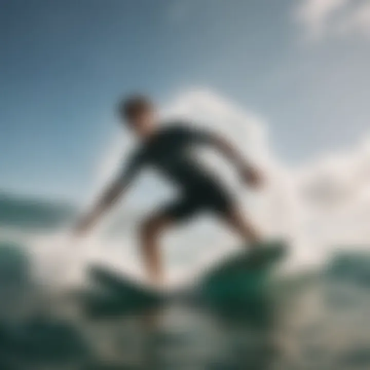 An athlete performing a dynamic surf maneuver while wearing Quiksilver boardshorts