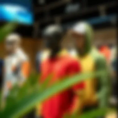 Vibrant display of Rip Curl's latest collection on mannequins