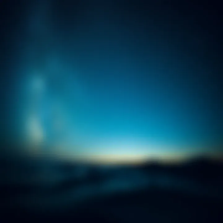 A serene night sky over the ocean with stars twinkling above