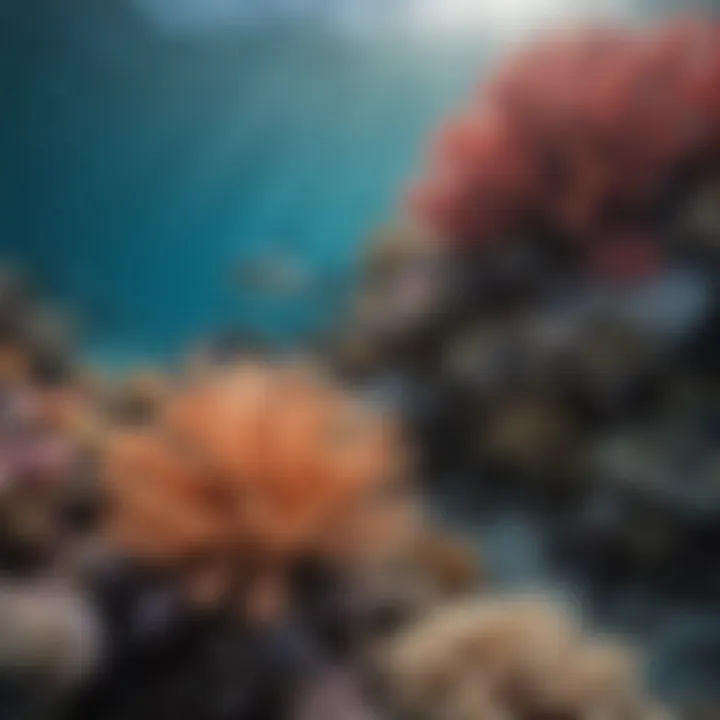 A close-up shot of a coral reef, symbolizing the marine ecosystem