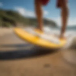 A close-up look at the unique design elements of a shortbus skimboard showcasing its craftsmanship.