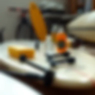 Maintenance Essentials for Soft-Top Surfboards Maintenance essentials for soft-top surfboards displayed creatively