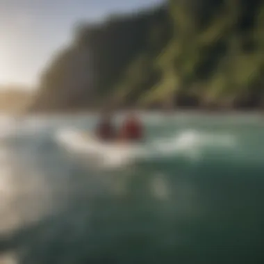 Group of enthusiasts enjoying a surf canoeing session