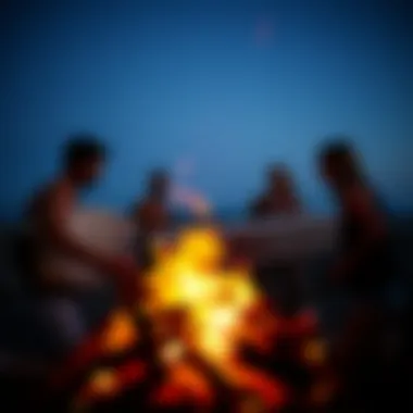 Community Connection: Sharing Stories by the Fire Local surfers gathering and sharing stories at a beach bonfire
