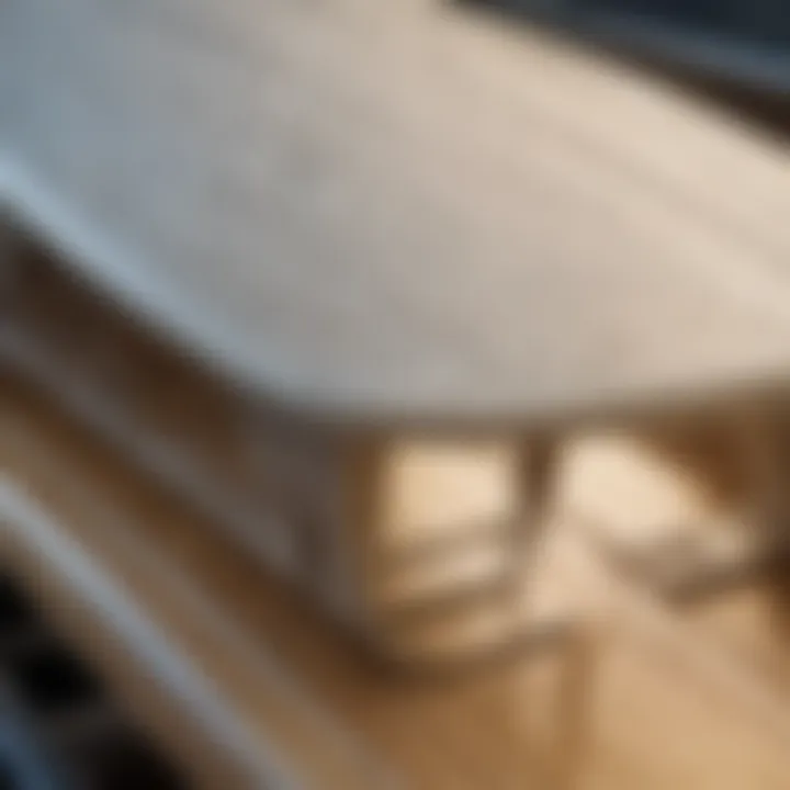 Close-up of materials used in surfboard shaping racks highlighting durability