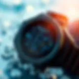 High-Tech Surfing Watch Features A close-up view of a high-tech surfing watch with a digital interface.