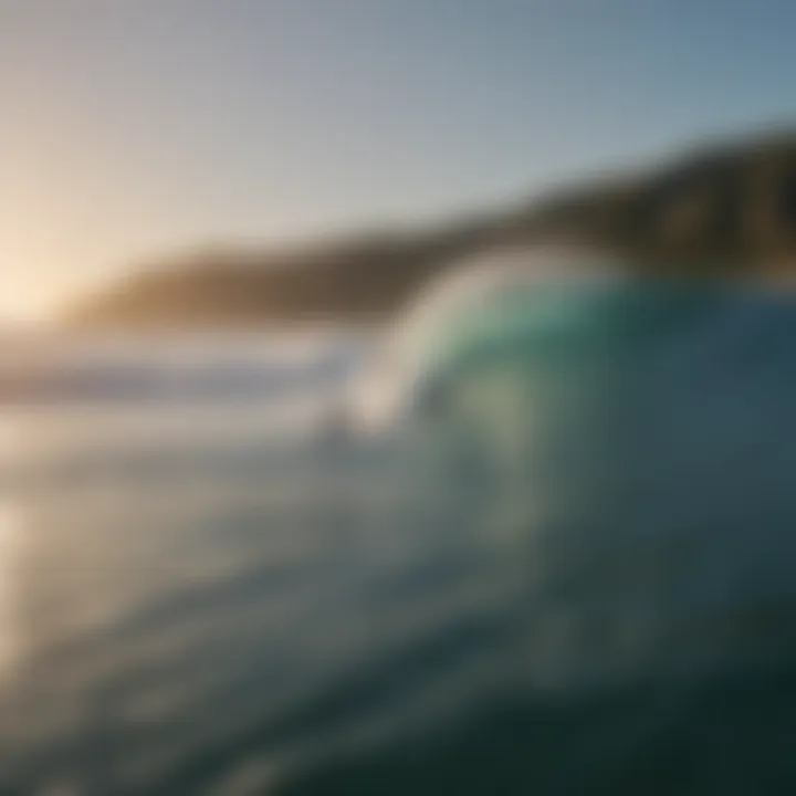 Group of surfers demonstrating proper surf etiquette in the water.