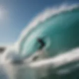 A surfer riding a perfect wave showcasing surfline strands.