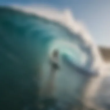 Close-up of surfers navigating through surflines