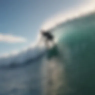 An experienced surfer riding a wave on a soft top board