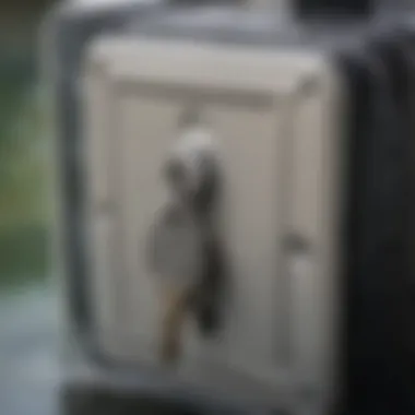 Close-up of the locking mechanism of a waterproof key box