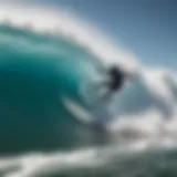 Dynamic fly surfing action captured amidst the waves