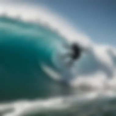 Dynamic fly surfing action captured amidst the waves