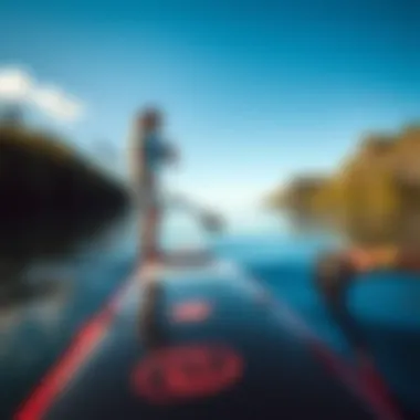 Paddleboarding in Nature A person enjoying paddleboarding with a scenic backdrop