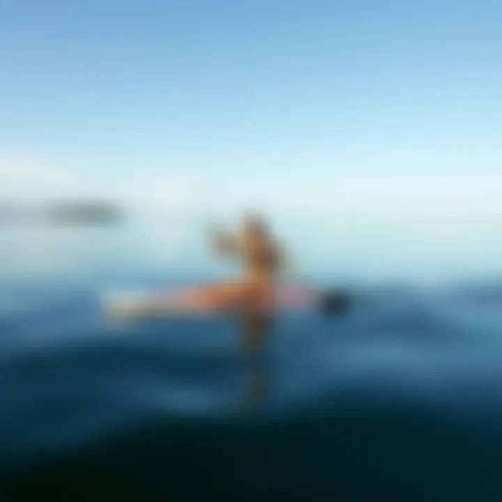 Wide Paddleboard in Serene Waters A wide paddleboard gliding smoothly across calm waters