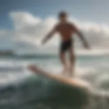 Dynamic balance training on a surf board