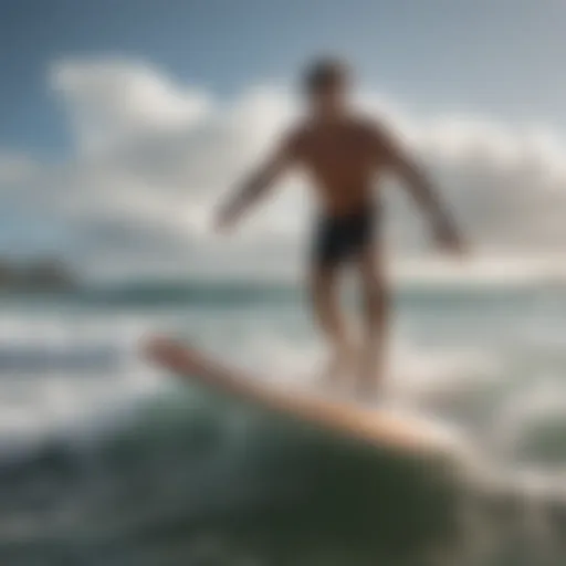 Dynamic balance training on a surf board