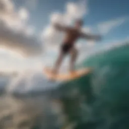 High-performance skim board gliding over the water