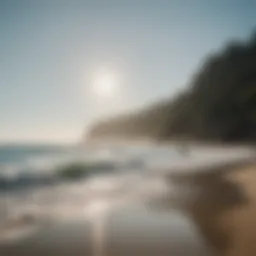 A serene beach view perfect for solo surfers