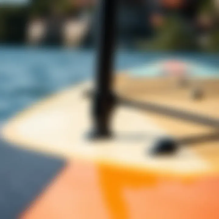 Close-up of paddleboard materials showcasing durability