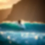 A breathtaking view of a surfer riding the waves at Honolua Bay.