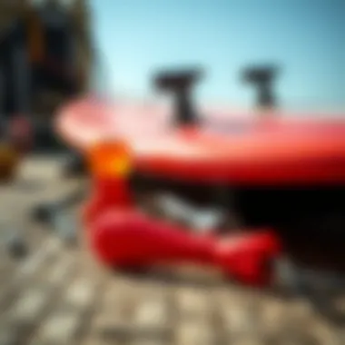 A well-maintained surfskate board alongside essential maintenance tools