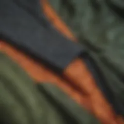 A close-up view of the Billabong windbreaker's intricate stitching and fabric texture.