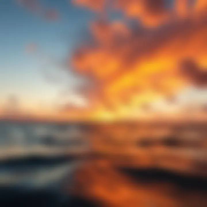 A serene sunset view of a surf pool environment